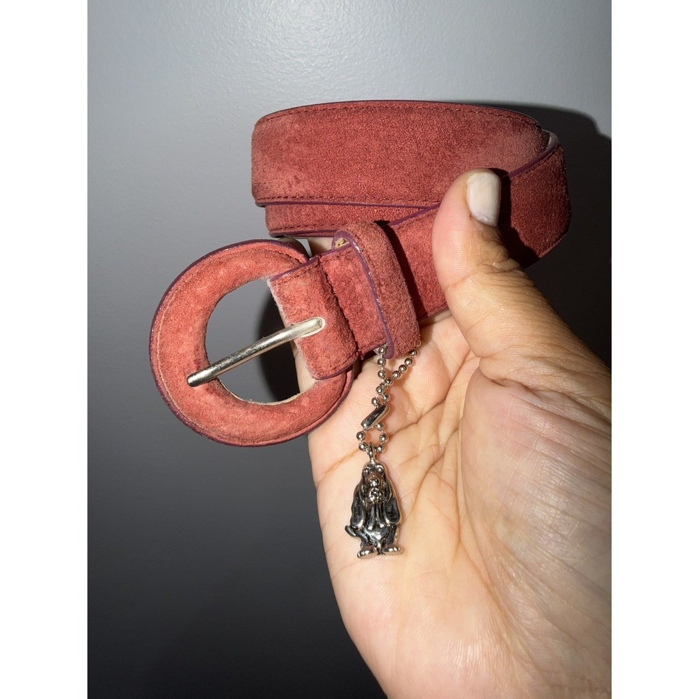 Hush Puppies Red Genuine Leather Belt - Dog Charm - Women's Size XL
